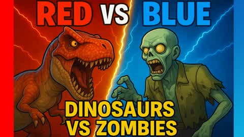 💥 DINO VS ZOMBIE 💥: RED VS BLUE BATTLE