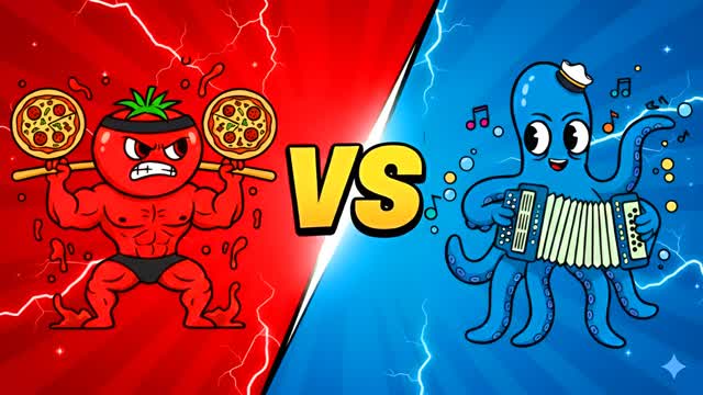 TOMATO MUSCULOSO VS PULPO MUSIQUITA 🔴🔵