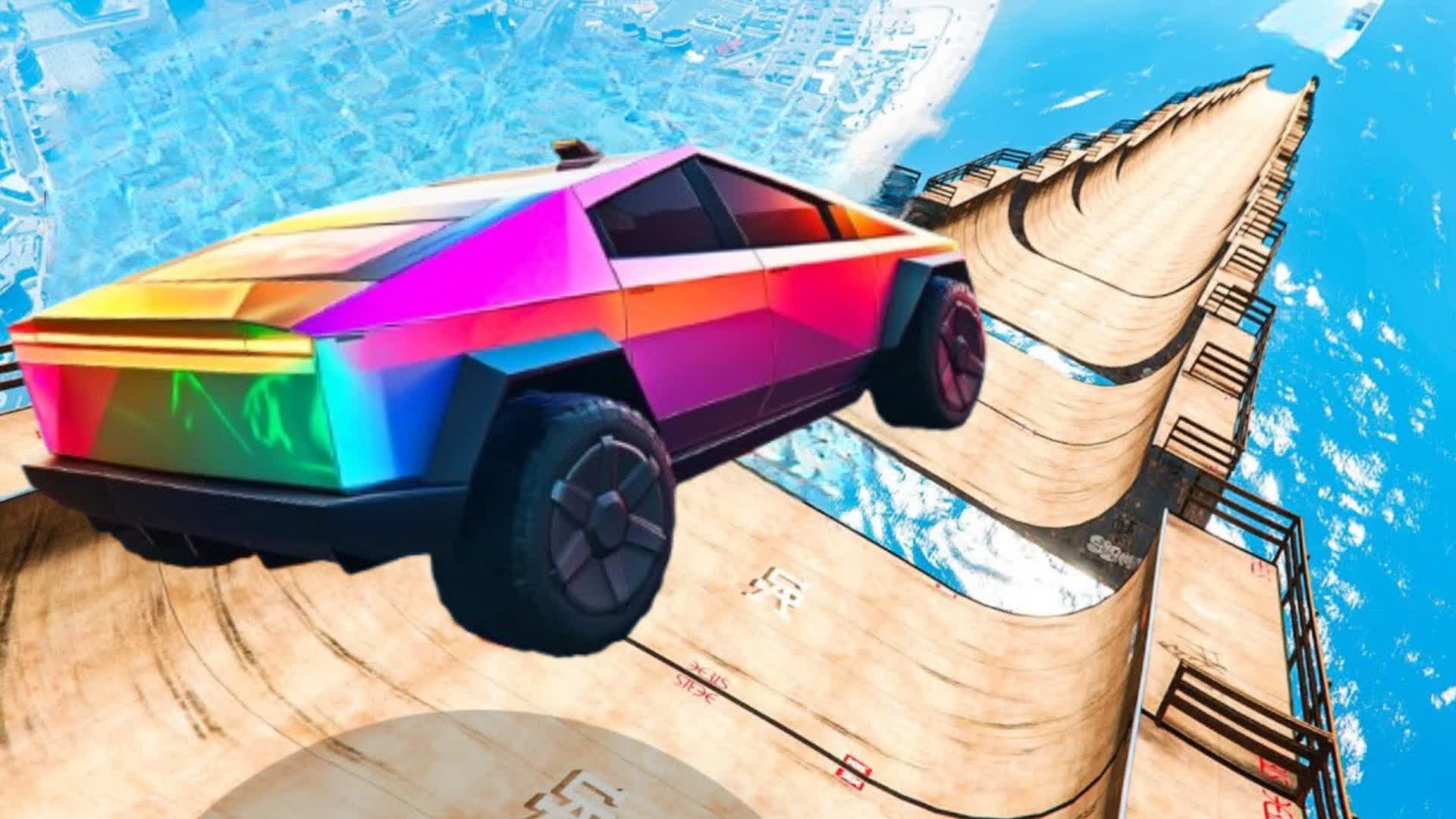 Rainbow Car Parkour Race