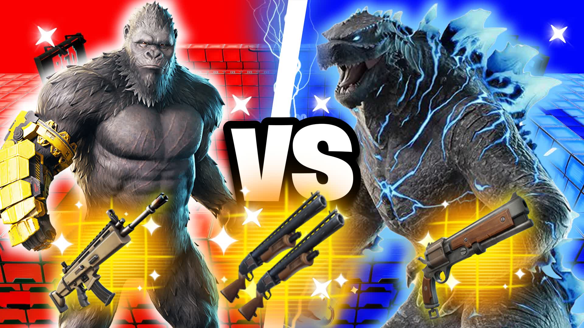 GODZILLA VS KONG 🏆 RED VS BLUE CARS🔴🔵