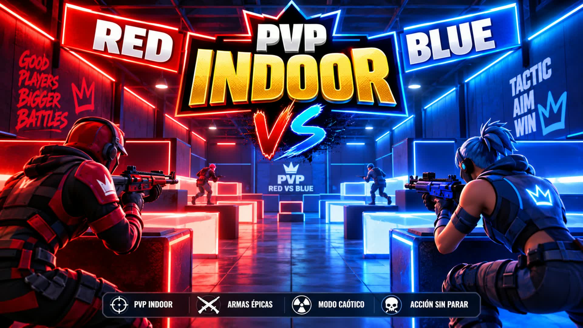 PVP Indoor Rojo v azul  1v1 5v5 — Fortnite island 0621-3660-5325 by YOUELPOLLITO