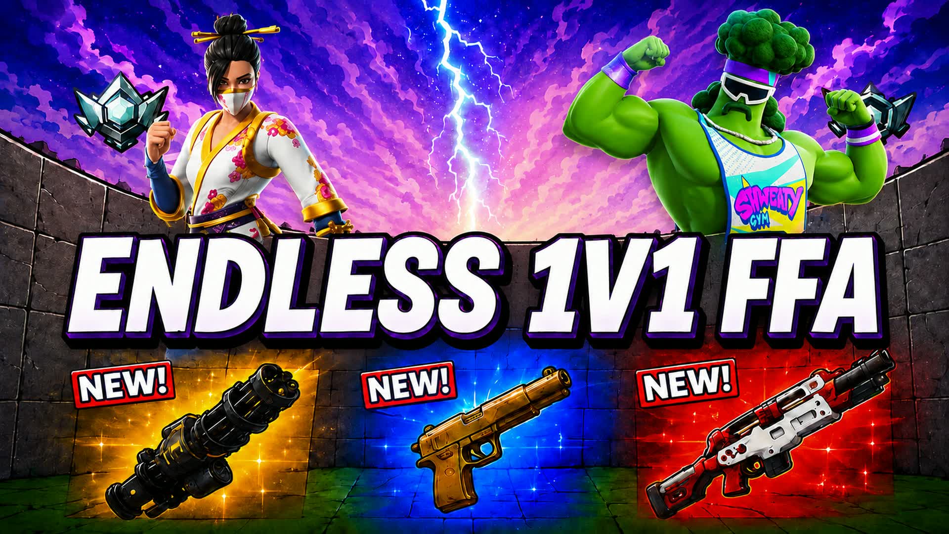 ENDLESS 1V1 FFA - CRAZY GUNS & RIDES
