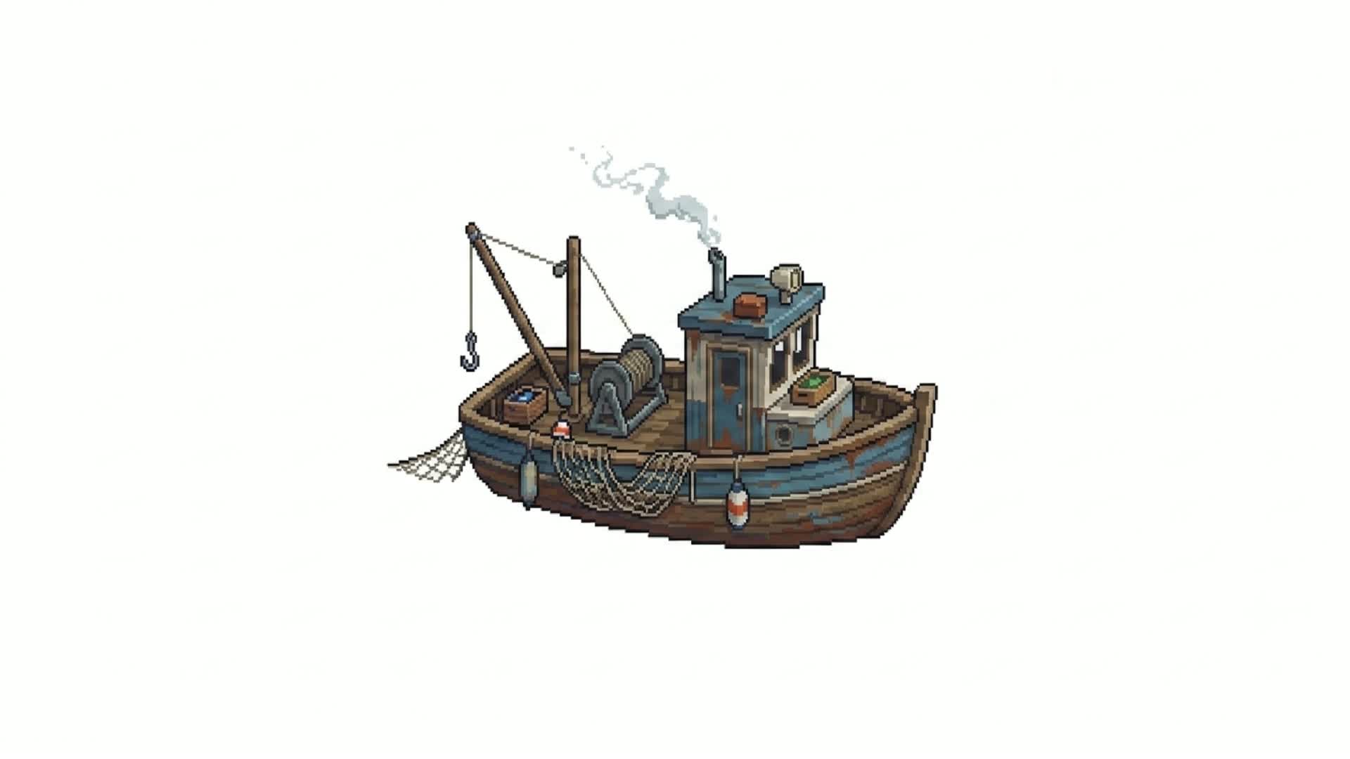 BARCO DE PESCA NO MEIO DO NADA