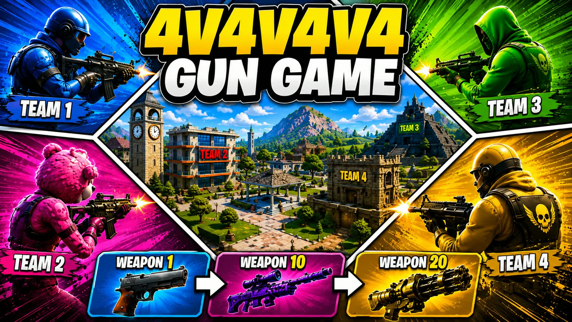 GUN GAME 🔫 4V4V4V4