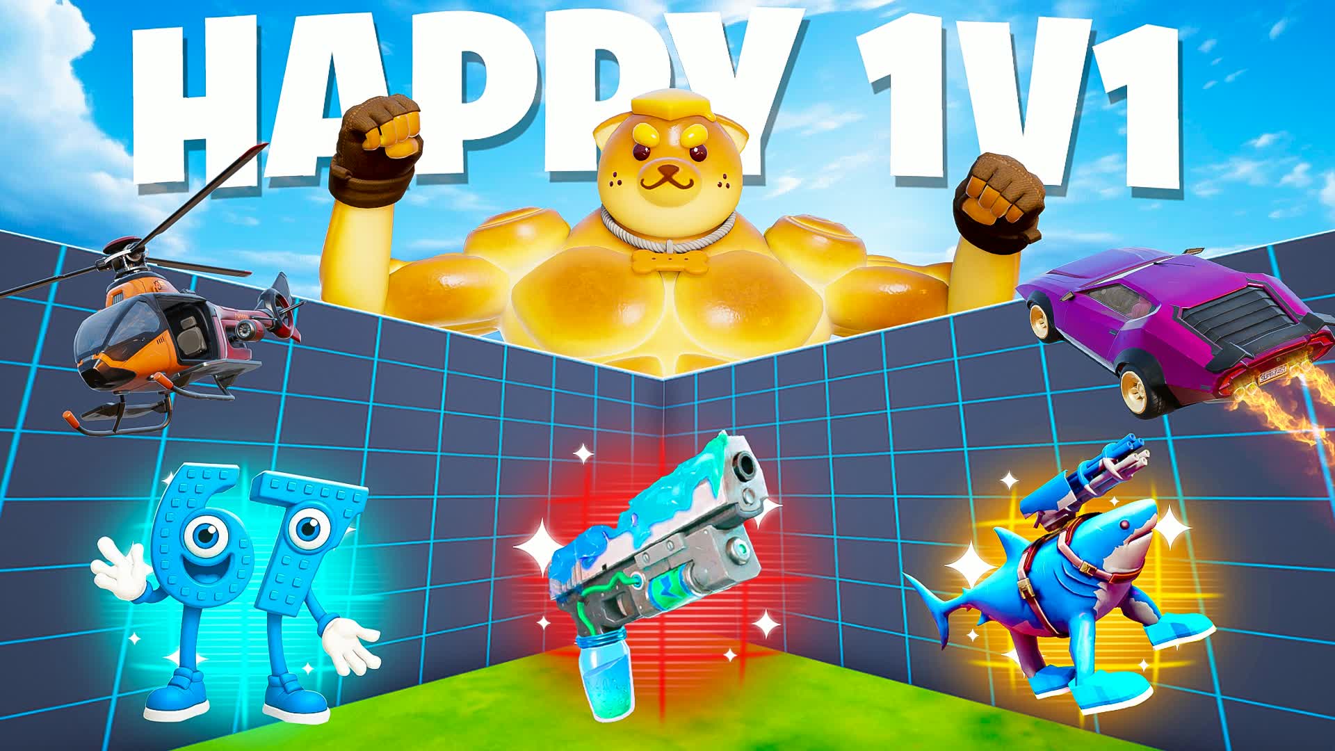 HAPPY 1V1 FFA - ALL GUNS & RIDES