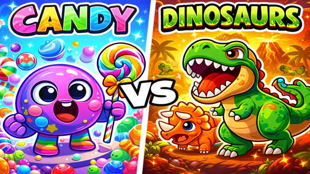 DINOSAURS VS CANDY🔴🔵 - EVERY GUN