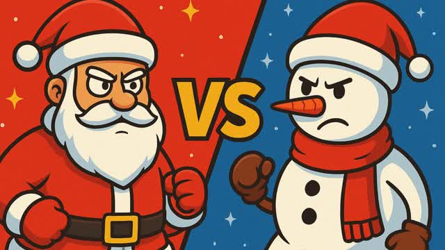 Santa Claus vs Snowman  🔴🔵