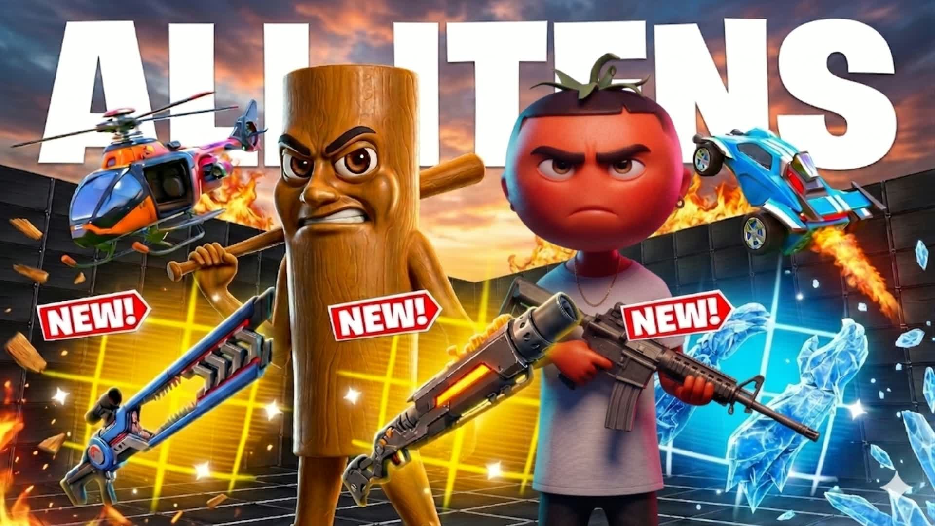 FRUTAS🍅 1V1 - TODAS AS ARMAS E VEICULO!