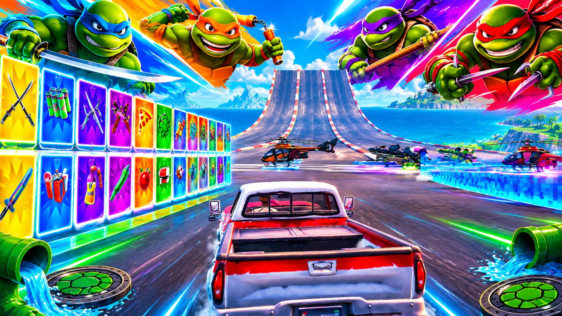 🐢TMNT - MEGA RAMP RACE