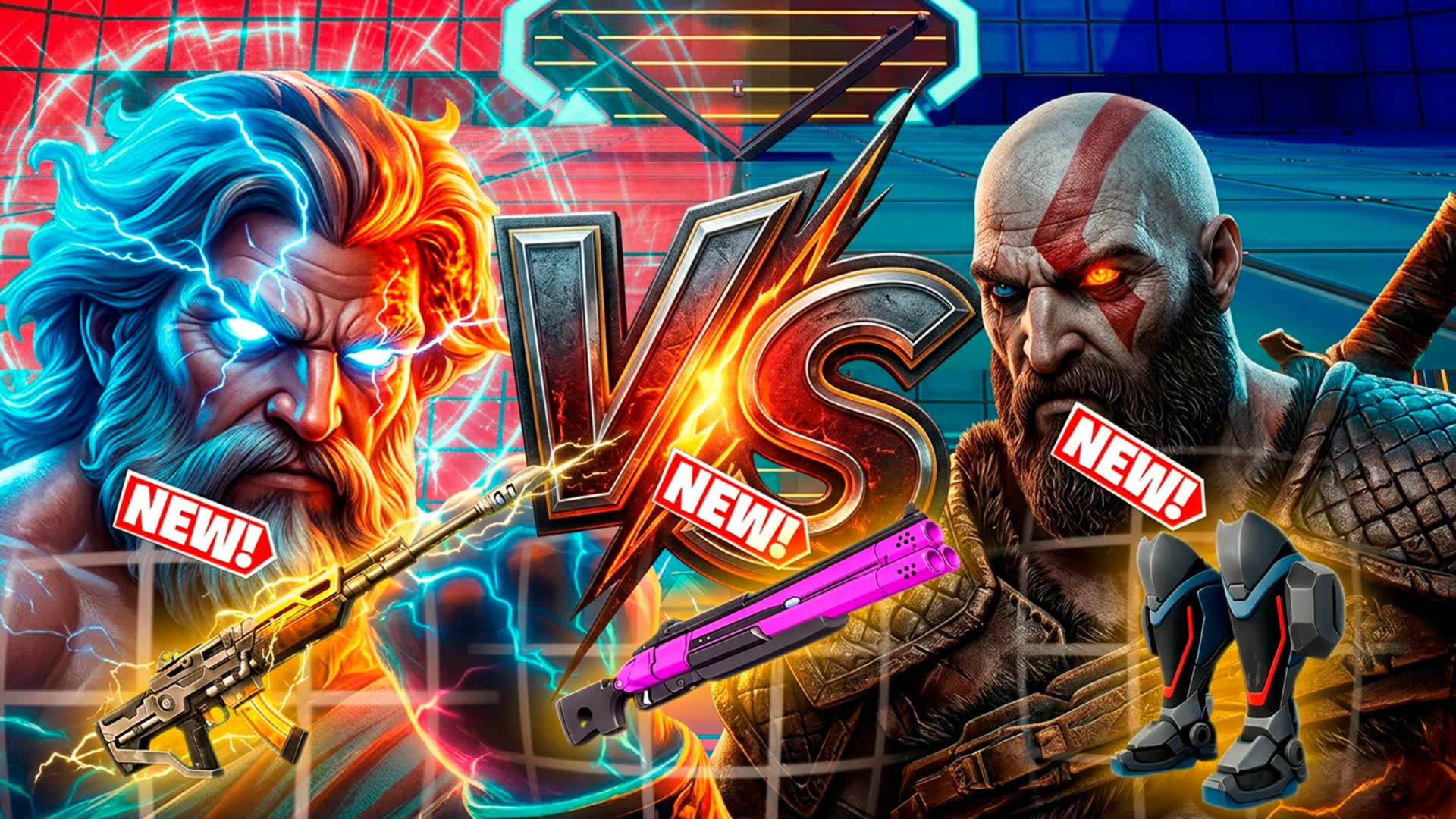 ⚡ZEUS VS KRATOS - NEW WEAPONS FFA 🔵🔴