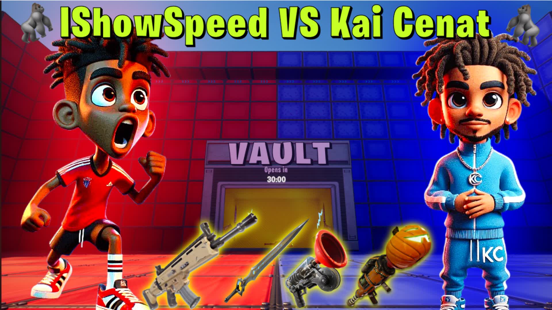 🦍ISHOWSPEED VS KAICENAT🦍🔴RED VS🔵BLUE