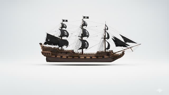 UM NAVIO FLUTUANDO NO MEIO DO NADA