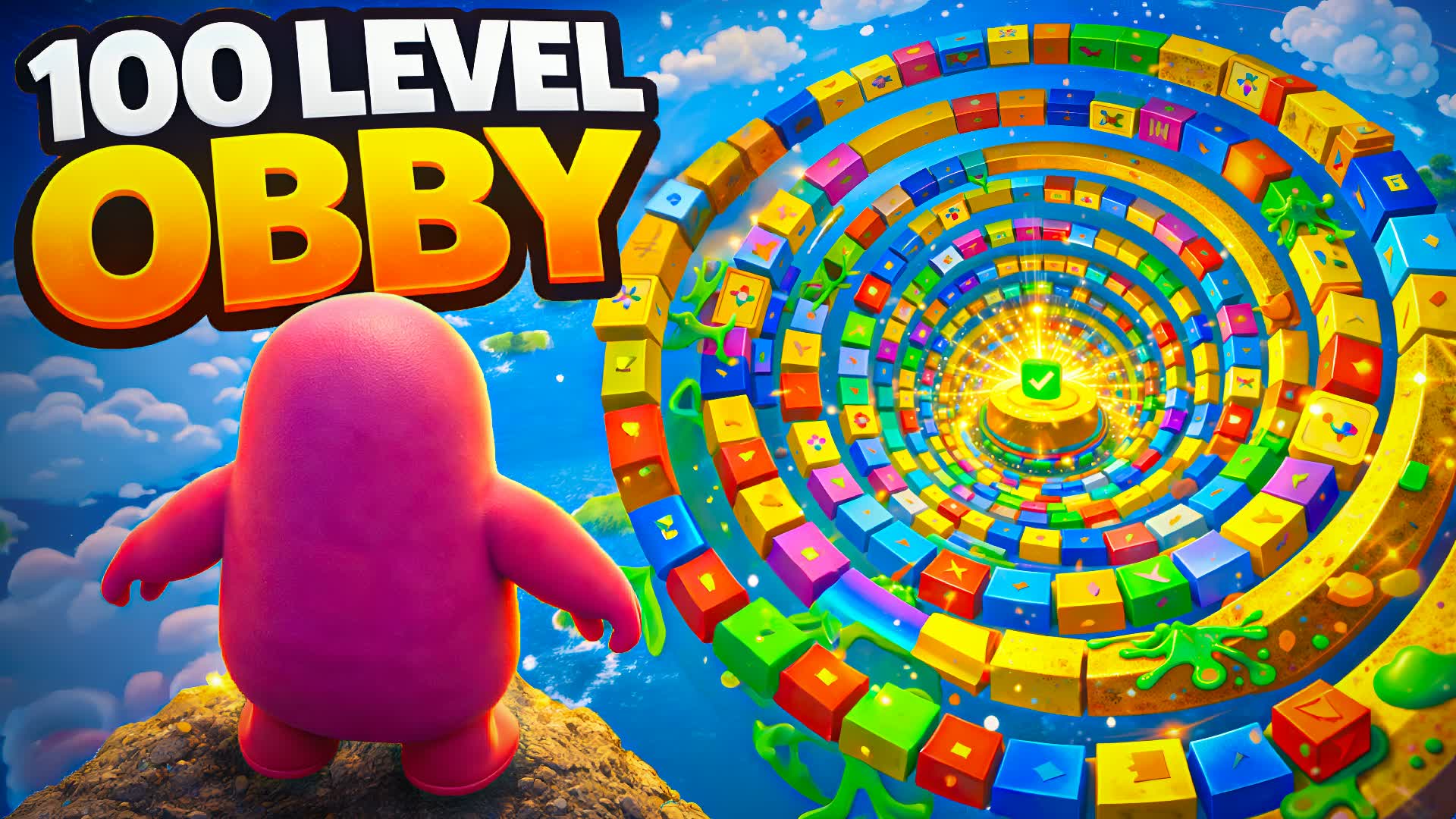 🌈EXTREME 100+ SPIRAL OBBY / FALL GUYS - fortnite