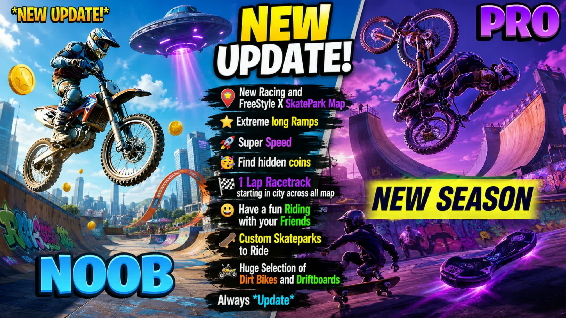 DIRT MOTO BIKE X🏍️SKATEPARK X RACING