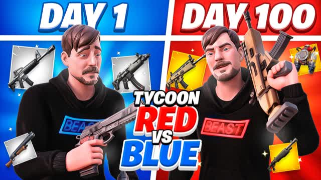 🔴Survive 100 Days Red vs Blue Tycoon🔵