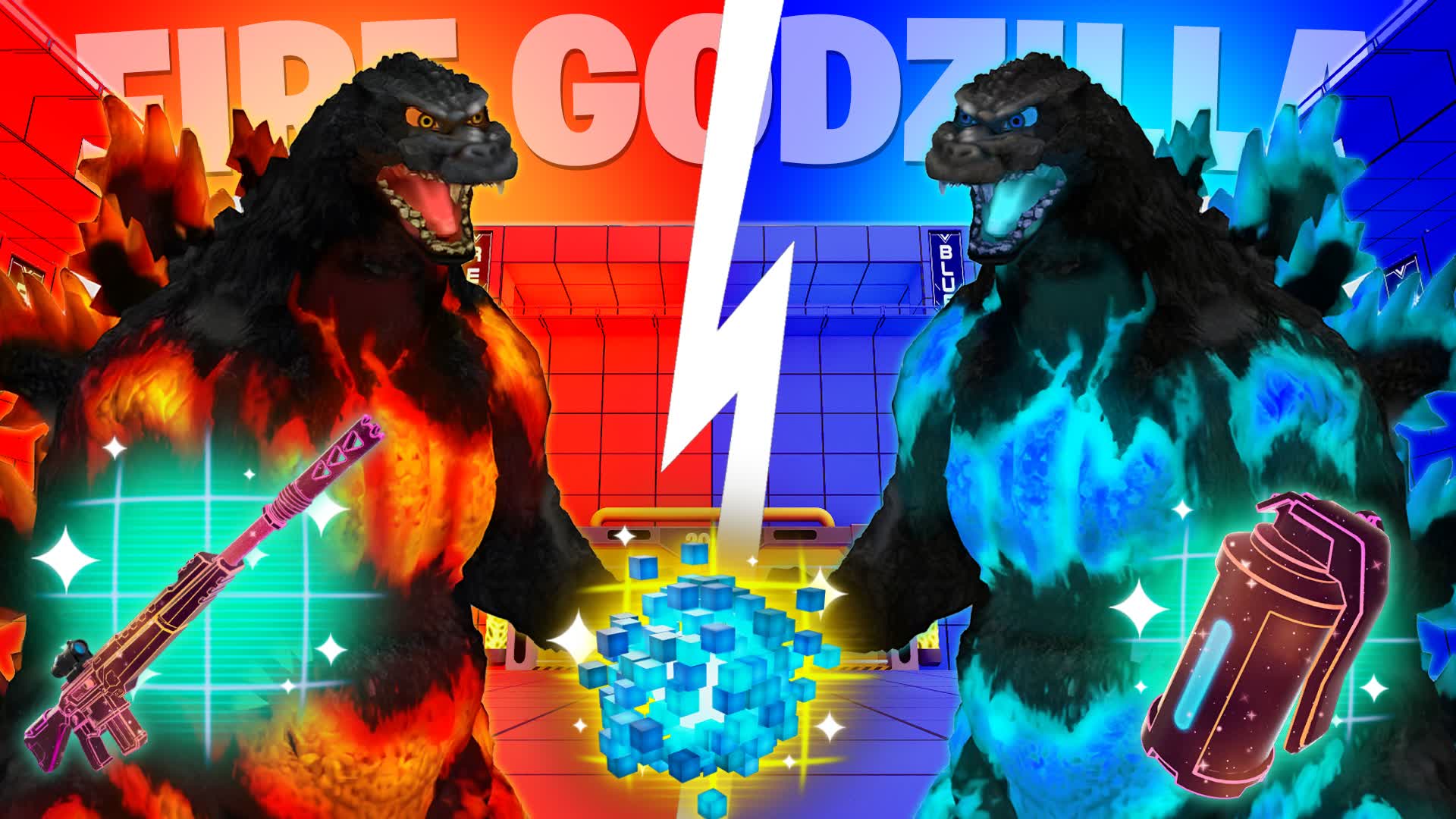 FIRE GODZILLA RED VS BLUE 🔴🔵
