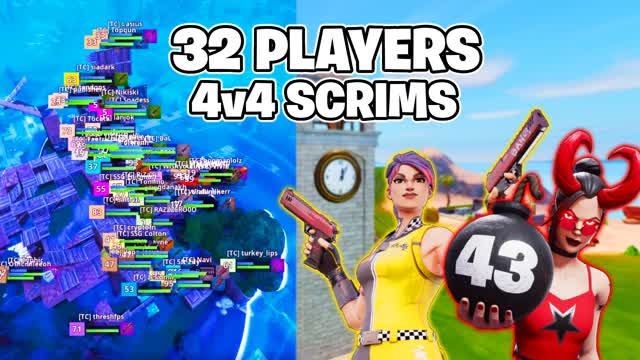 32 players {1v1 to 4V4} SCRIMS