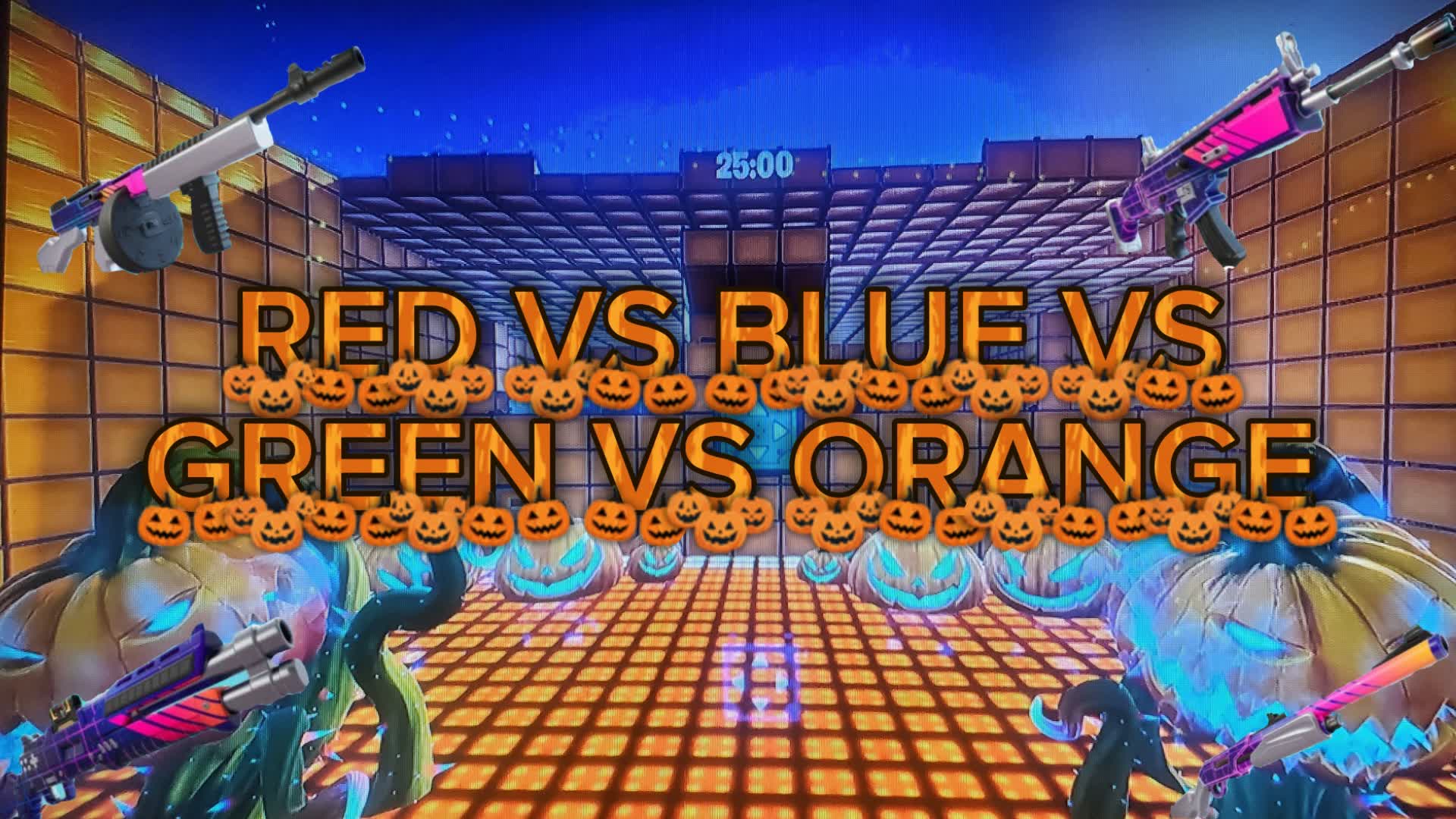 RED VS BLUE VS GREEN VS ORANGE, Fortnite island 8276-1978-4858 by jim-the-cat