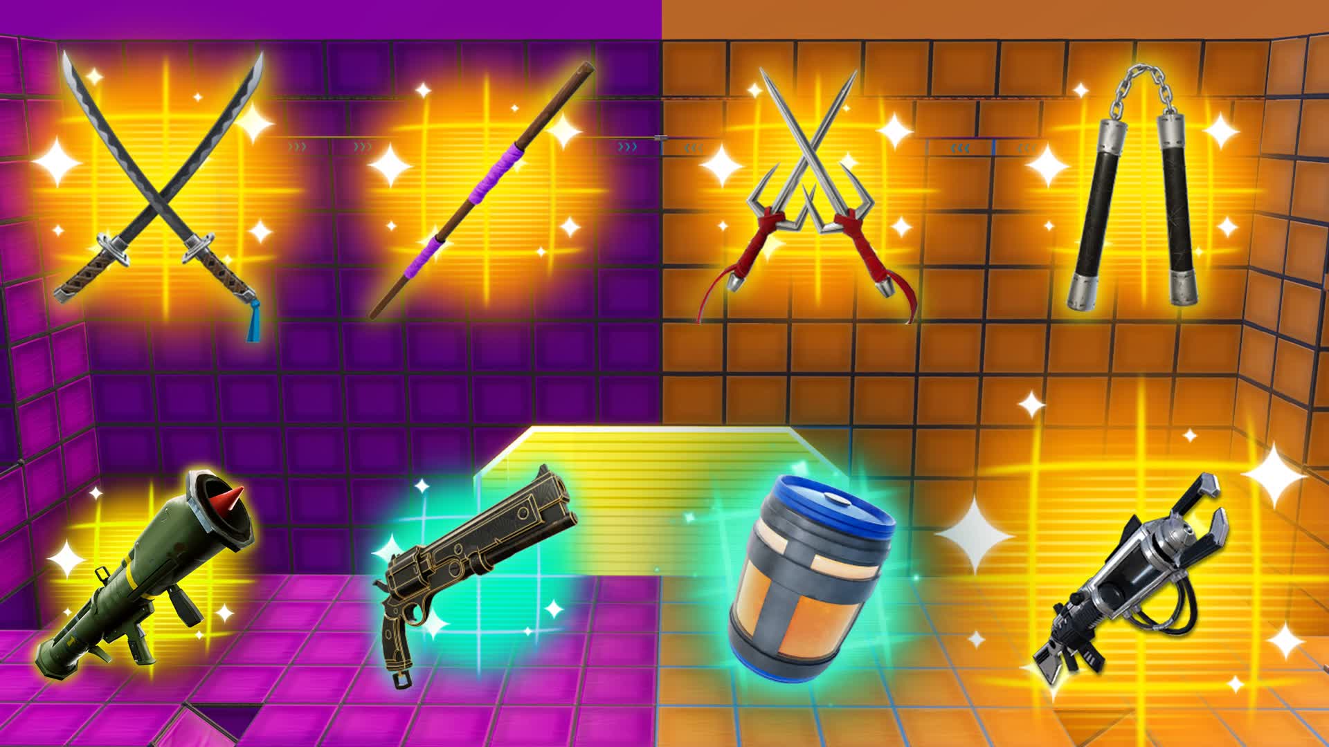 MEGA BATTLE TMNT YELLOW VS PURPLE
