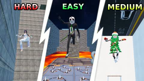 Parkour in three levels Easy→Medium→Hard