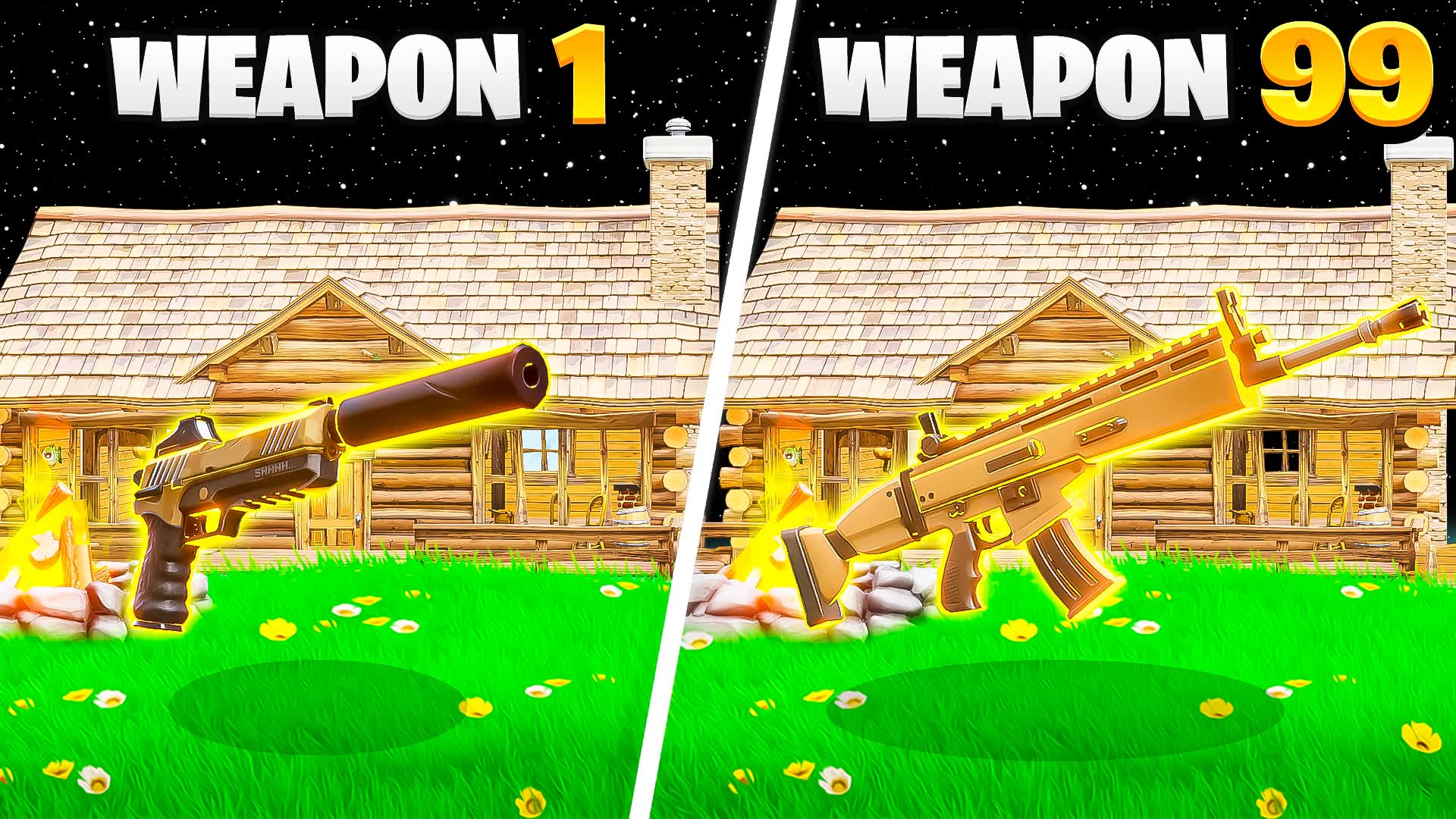 CABIN NIGHT GOLD INFINITE GUN GAME 🌳