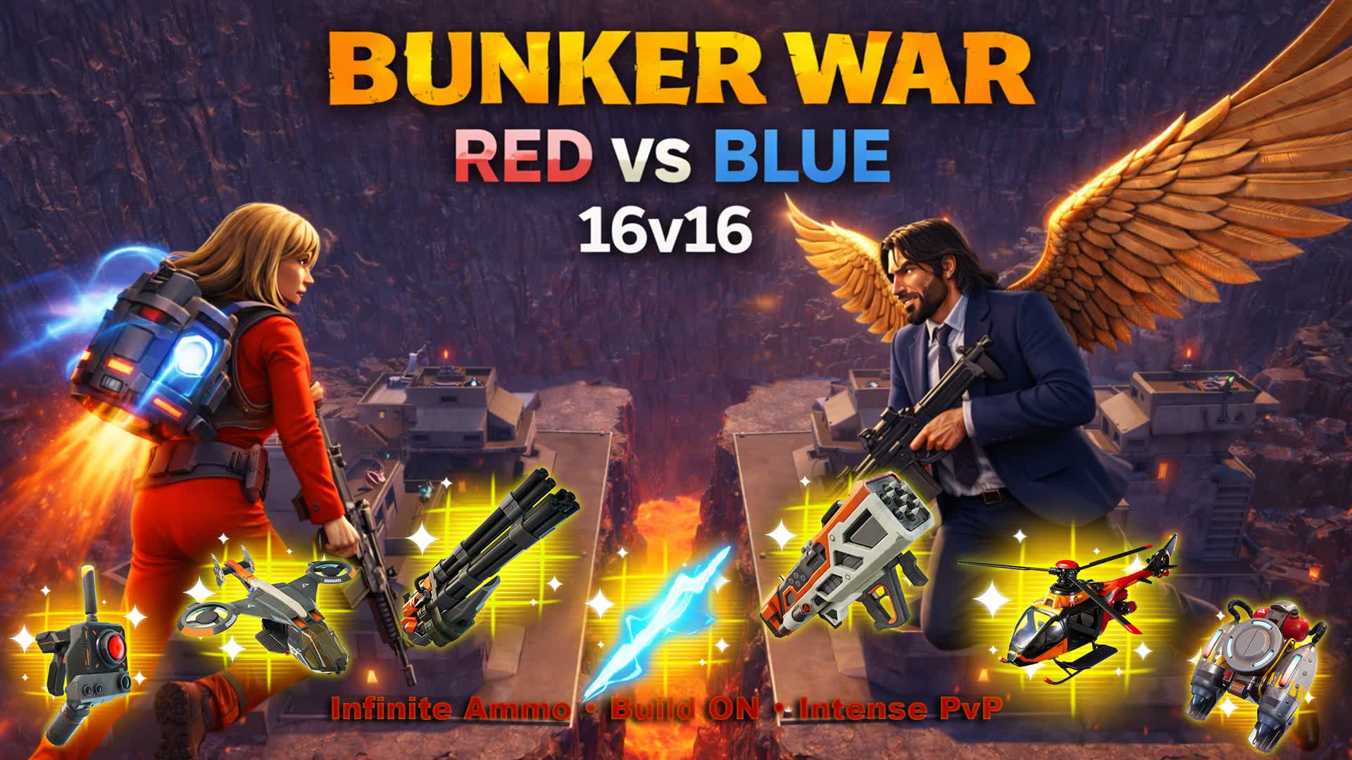 Next Level Red VS Blue Bunker War 16v16