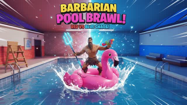 BARBARIAN POOL BRAWL! Red vs Blue Chaos
