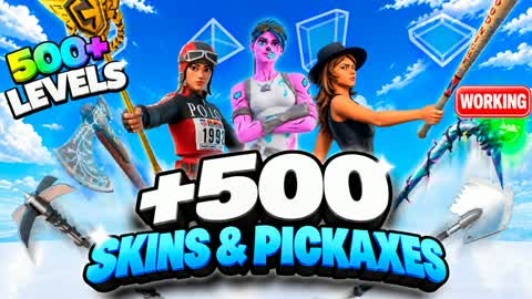 500 SKINS & PICKAXES FREE BUILD 500+