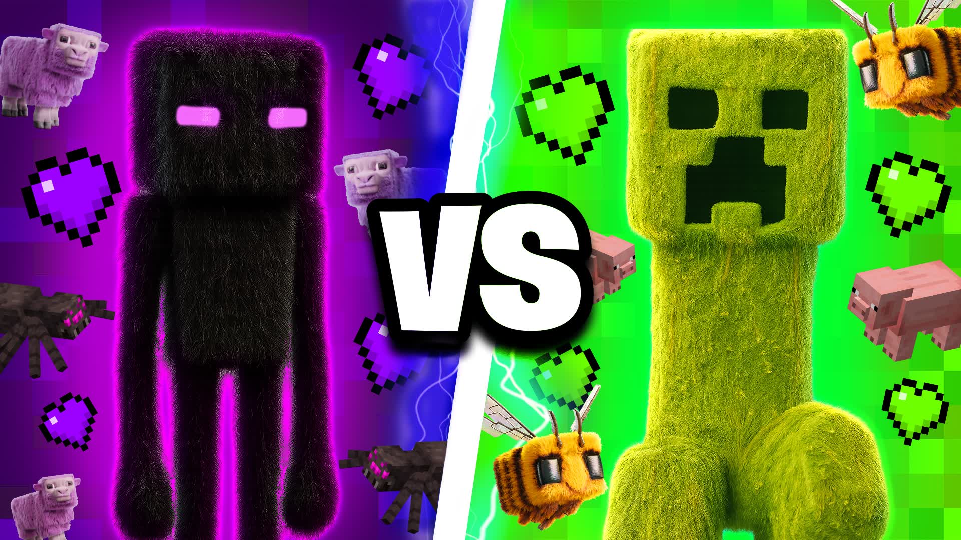 ENDERMAN VS CREEPER 💜💚 RED VS BLUE
