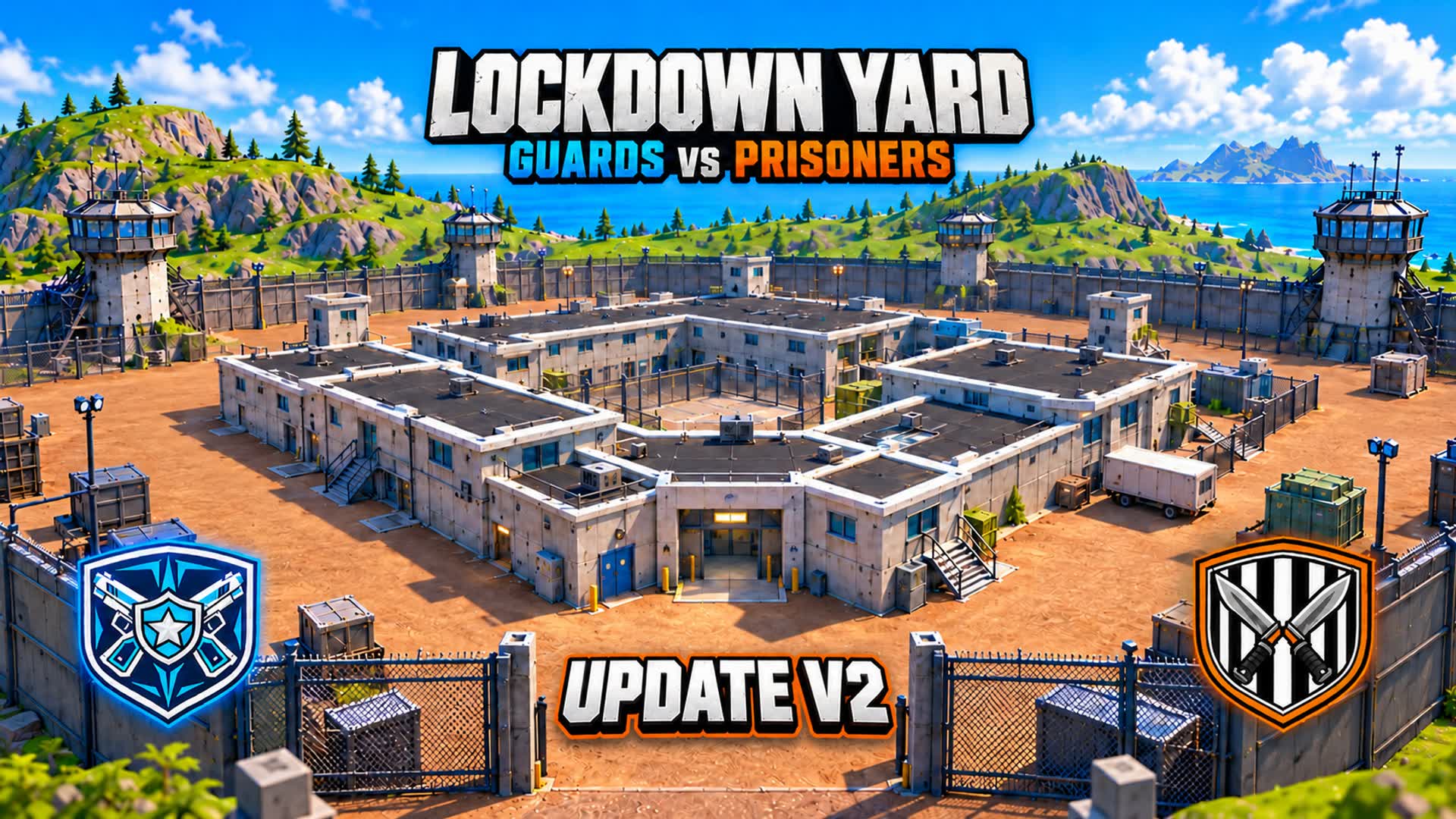 LOCKDOWN YARD | GUARDS VS PRISONERS - Fortnite island 2850-0496-7106 by DaDyTime