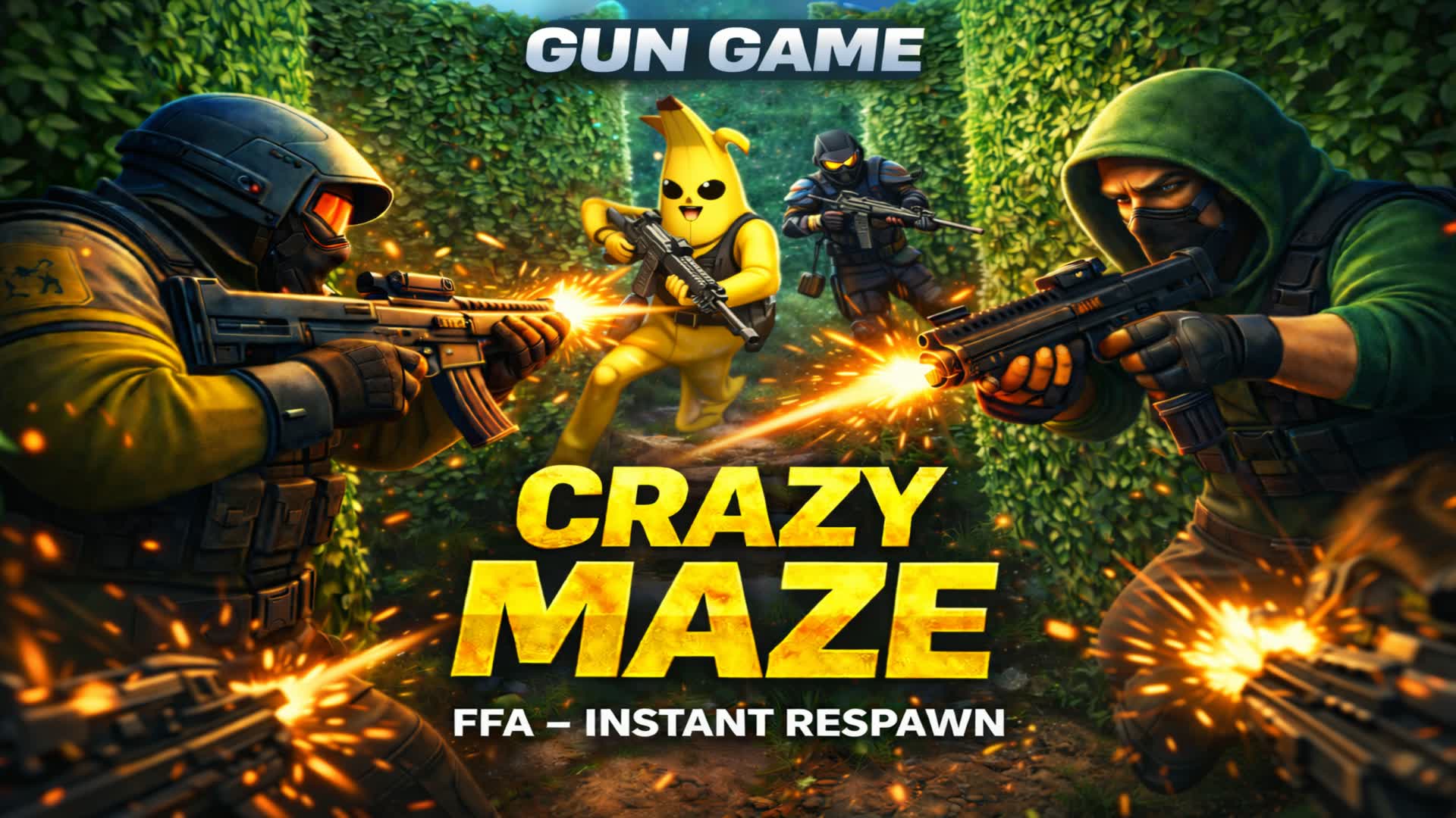 🌀 CRAZY MAZE 🔫 FFA – INSTANT RESPAWN