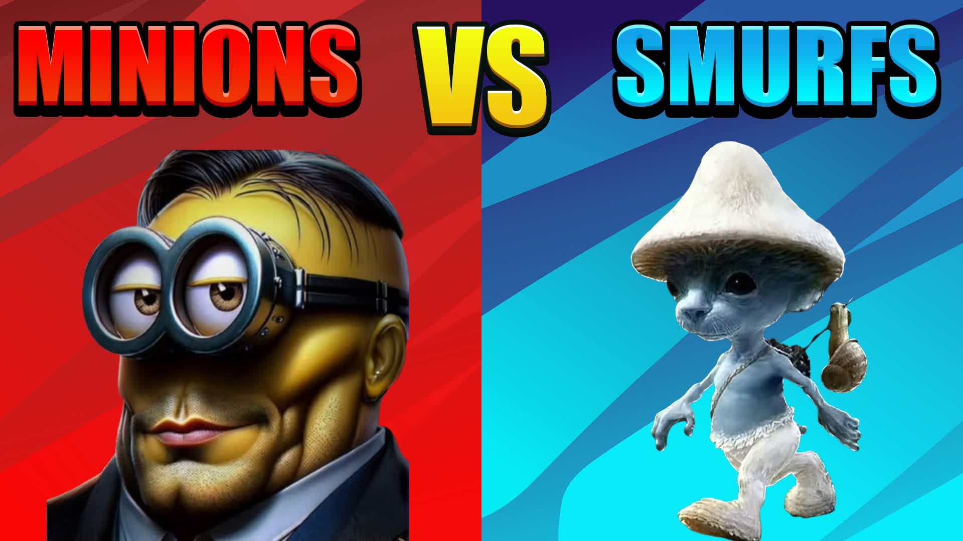 MINIONS VS SMURFS | RED VS BLUE