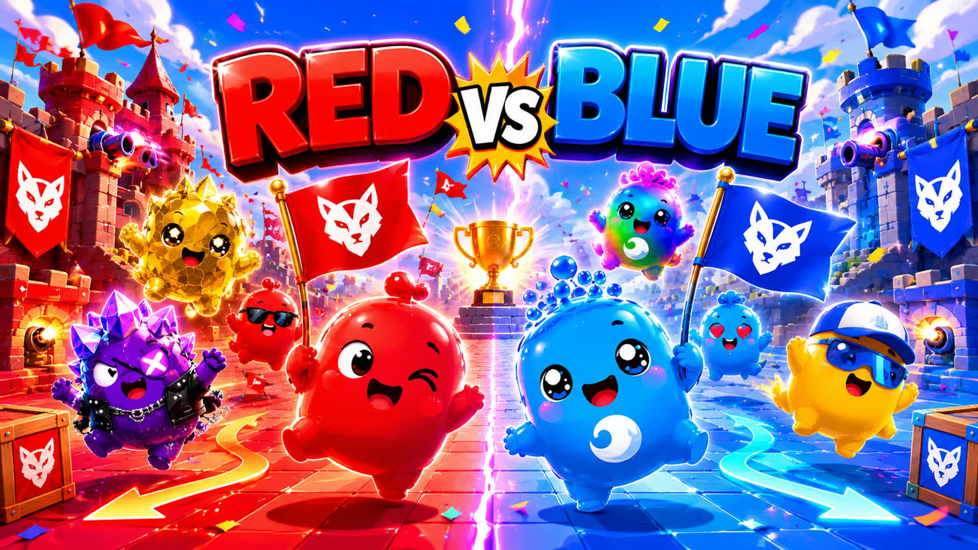 SUPER RED VS BLUE RAINBOW PARTY! 🌈