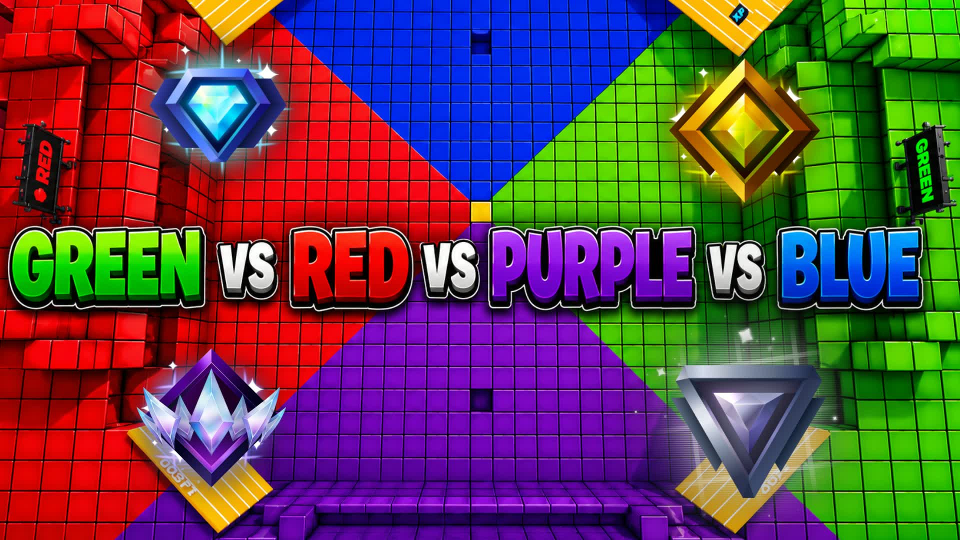 green vs red vs purple vs blue