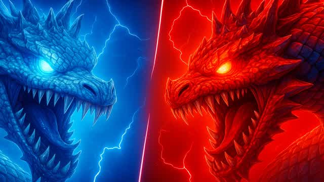 🔴RED VS BLUE DRAGON WAR🔵