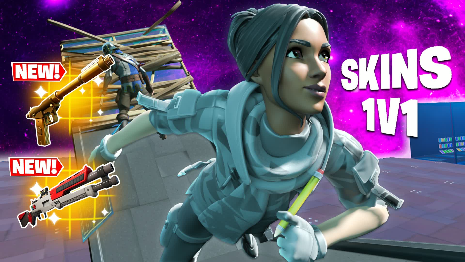 1V1 SKINS WITH ALL WEAPONS!