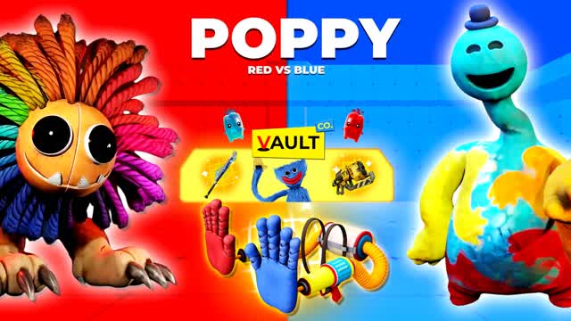 POPPY RED VS BLUE 🔴🔵