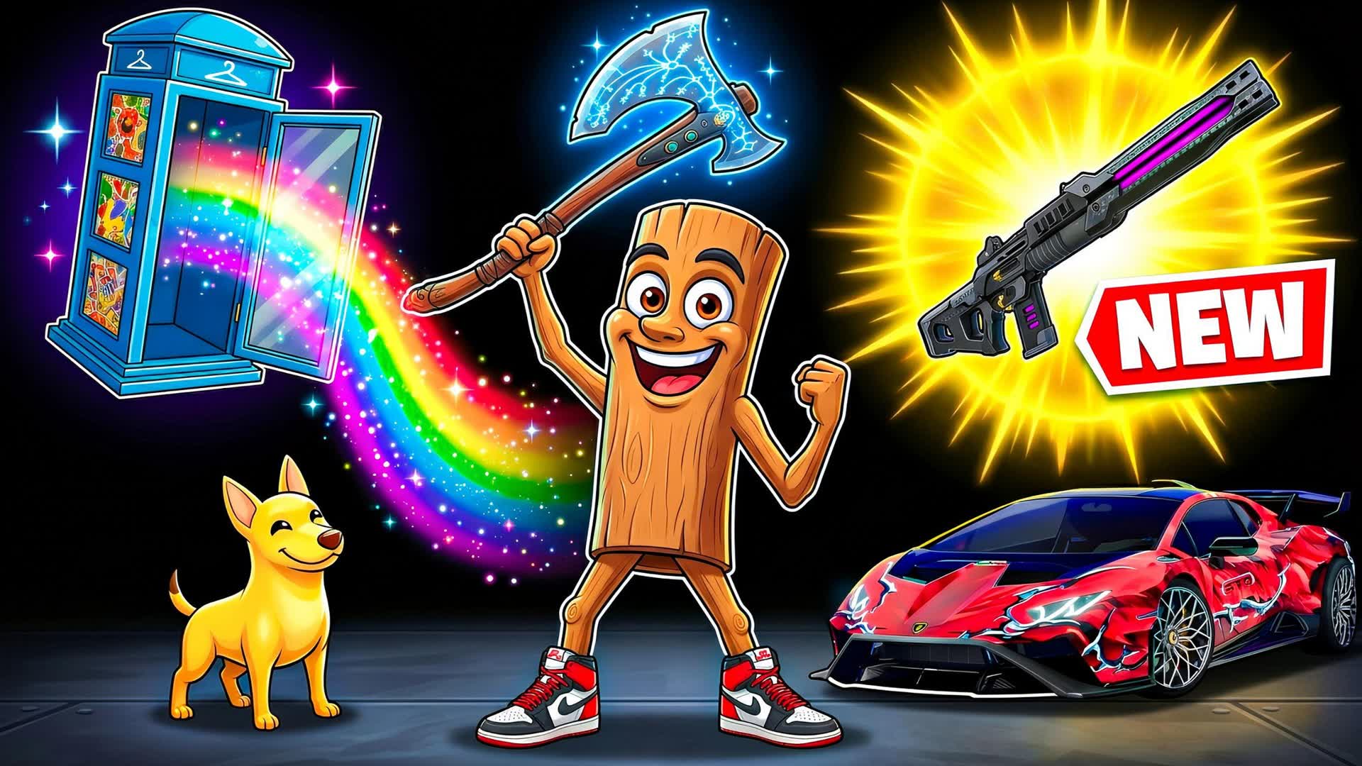 スキン、ペット、エモート、車、キックを見せびらかせ