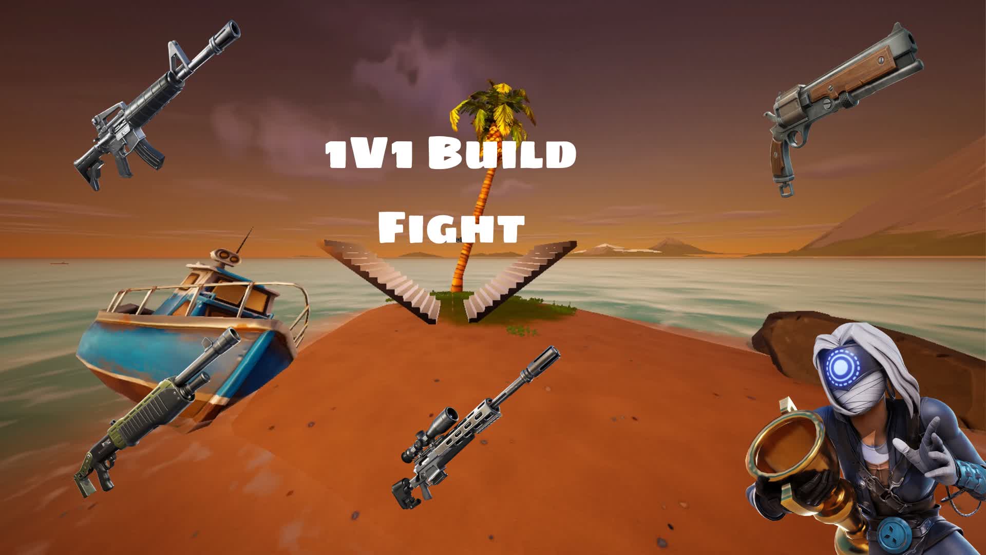 1vs1 Build Fight 🎮at the beach🏖️