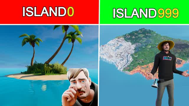 MrBeast LEVEL 1 vs LEVEL 100 ISLAND