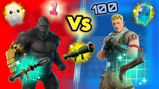 1 GORILLA VS 100 HUMANS 🐒🙍‍♂️ | 🔴 🔵