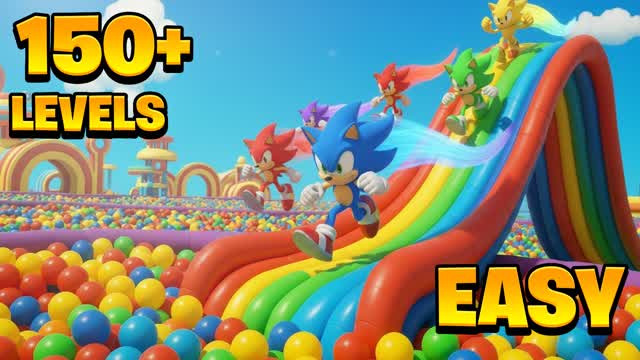🌈Obby Fall Guys Parkour Rainbow 150+🌈