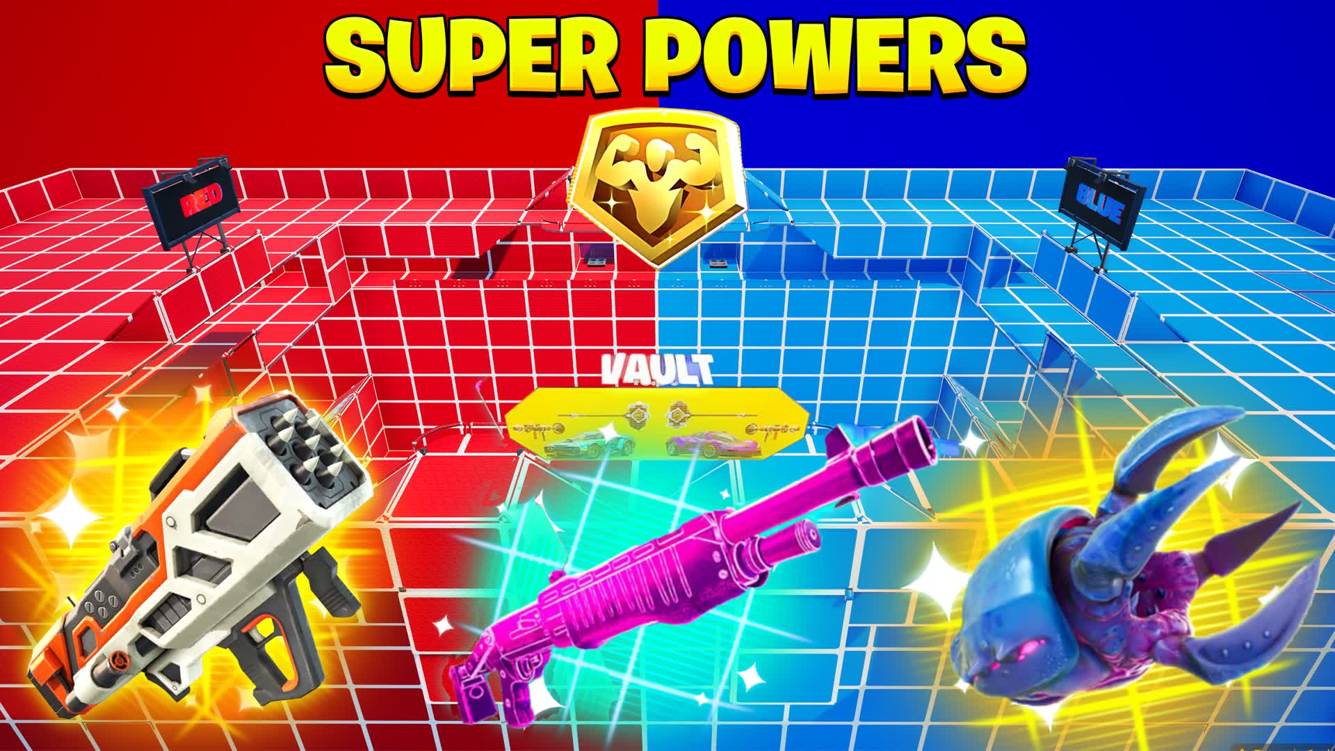 MEGA RED VS BLUE WITH SUPERPOWERS 🔵🔴
