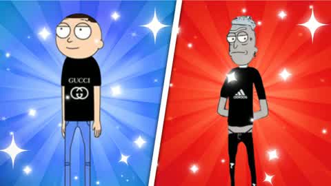Red Gucci Morty Vs Blue Adidas Rick