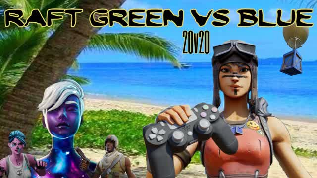 Raft Green VS Blue! In the Sea..⛵