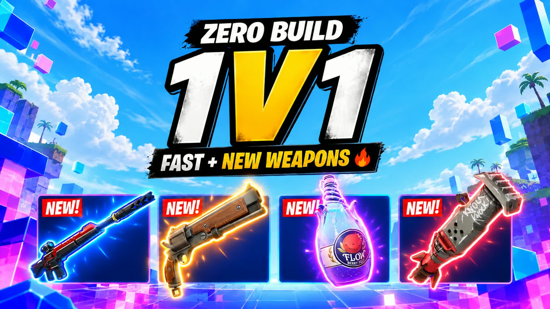 ZERO BUILD 1V1V1🔥NEW WEAPONS