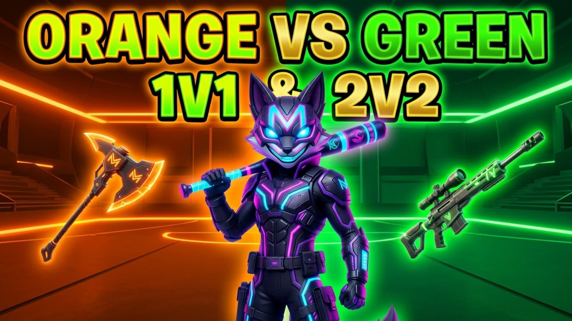 オレンジ 対 グリーン: 1v1および2v2
