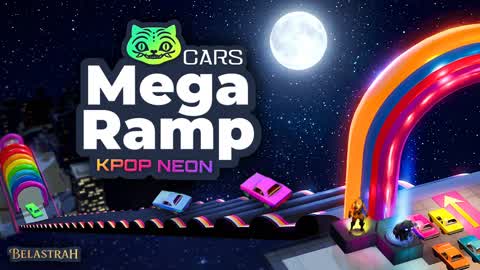 CARS MEGA RAMP KPOP NEON 🔴🟠🟡🟢🔵🟣