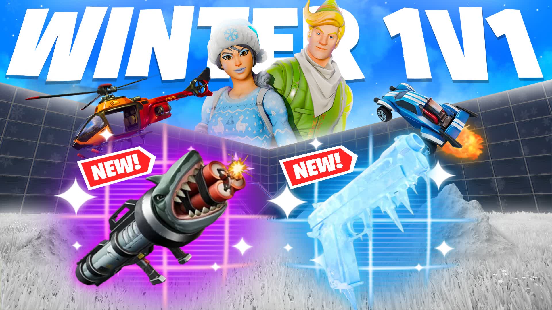 CRAZY WINTER 1V1 FFA - ALL GUNS & RIDES