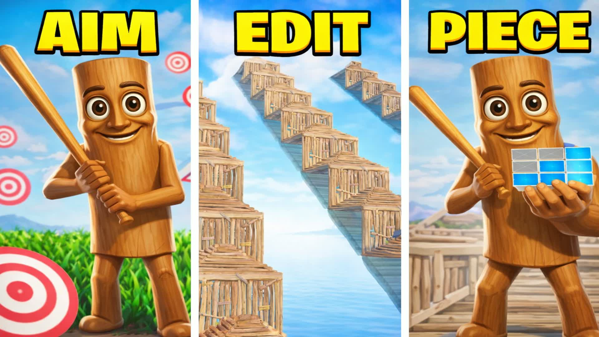 エイム編集のピースでの1対1とフリー建築